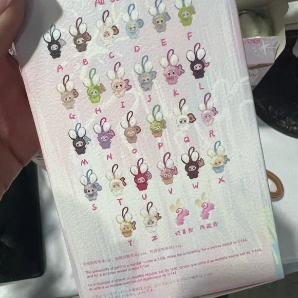 Authentic Baby Three Super Mini Bunny -letter N Cute Purple Bunny Plush Keychain - Picture 5 of 6